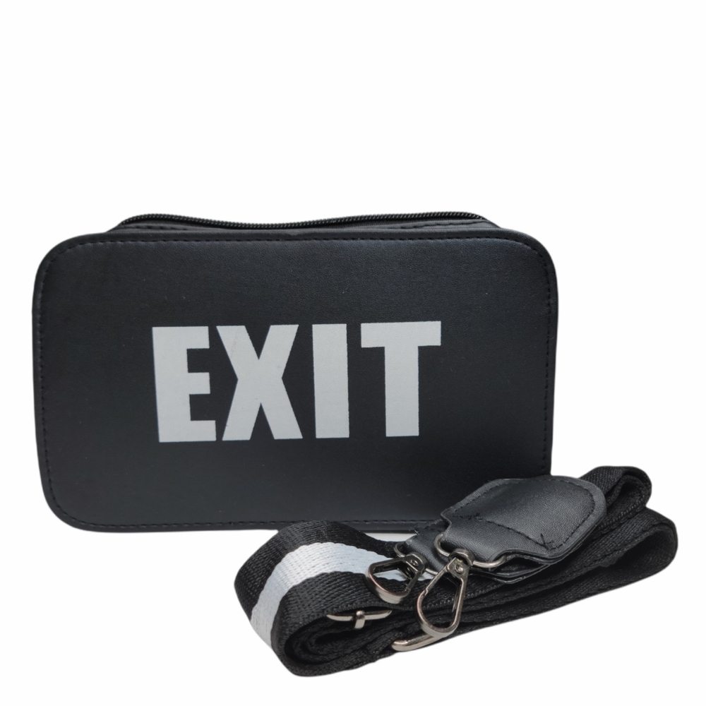 Slogan Detail Bag With Striped Strap